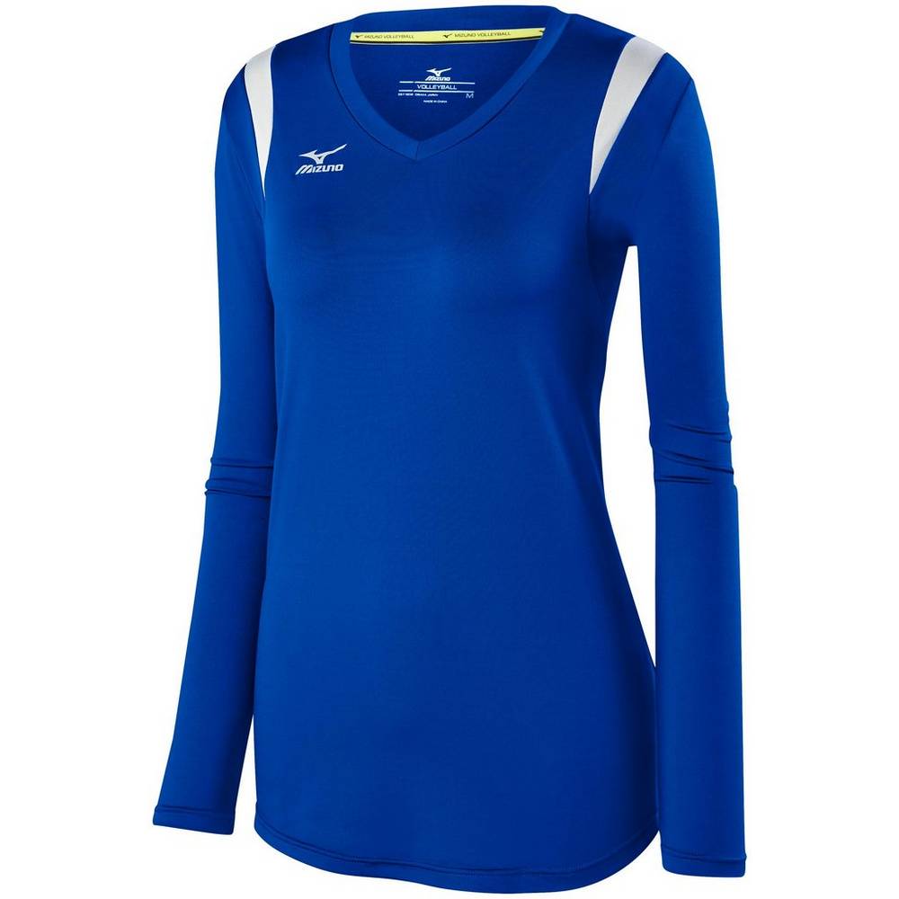 Womens Mizuno Balboa 5.0 Long Sleeve Volleyball Jersey Royal/Silver Philippines (SPDBCN782)